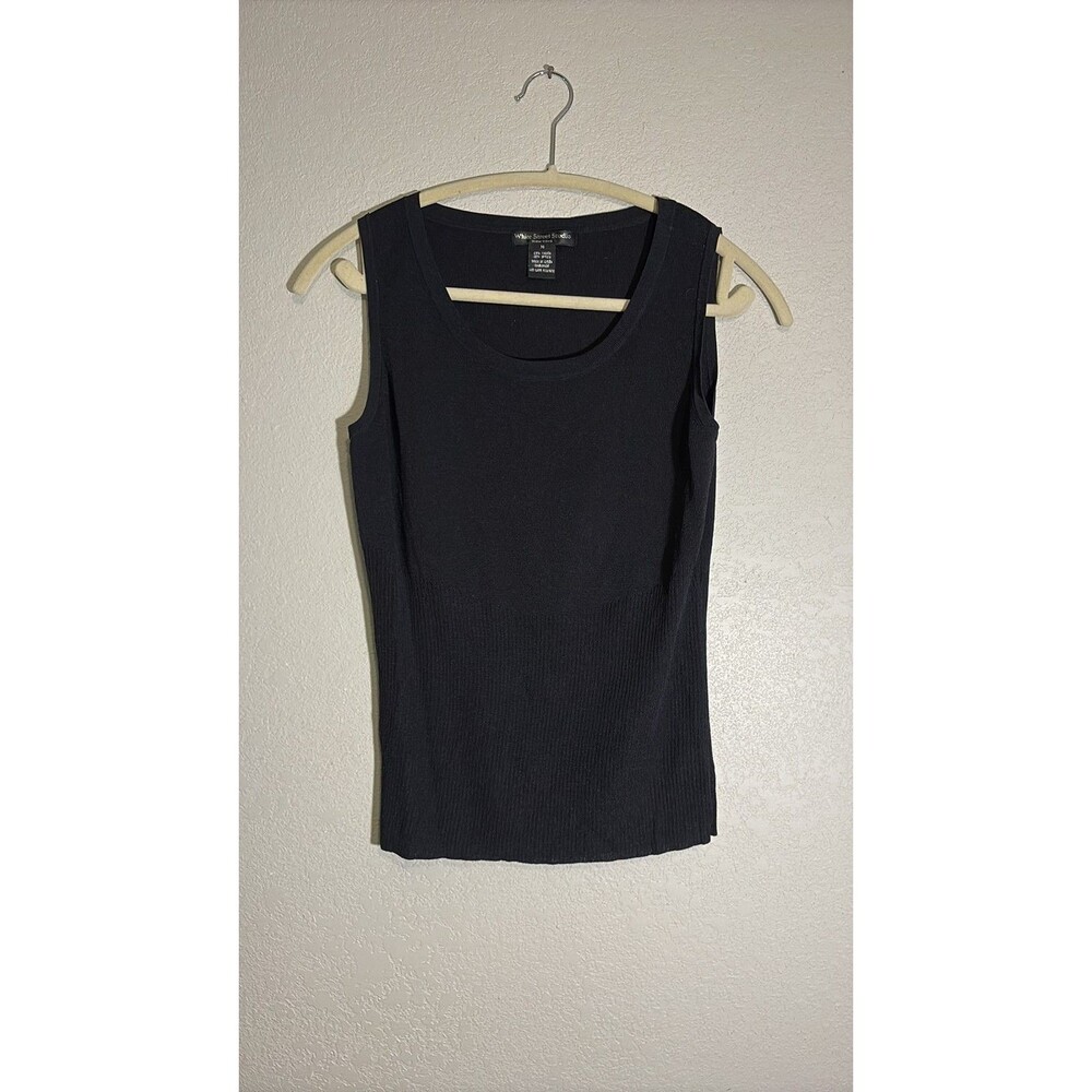 White Street Studio Ribbed Knit Sleeveless Shell Top Medium